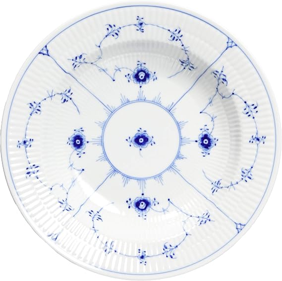 Royal Copenhagen 1017195 Blue Fluted Plain Deep Plate, 8.3 inches (21 cm), Wedding Gift