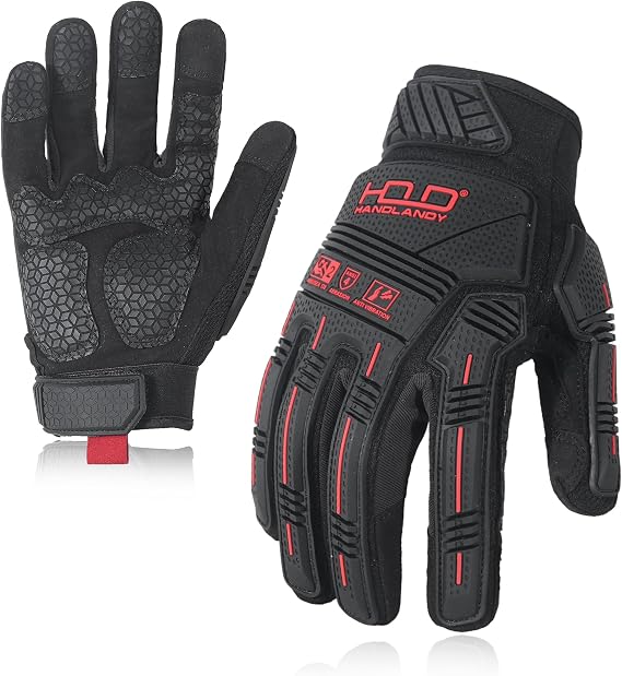 HANDLANDY Anti Vibration Gloves, SBR Padding, TPR Protector, Mechanic Work Gloves