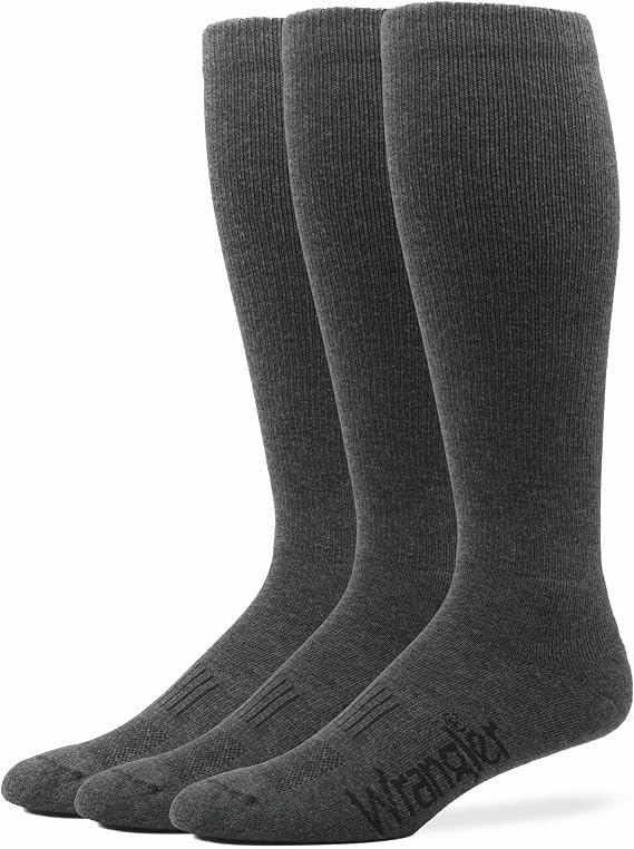 Wrangler Mens Ultra Dri Seamless Toe Western Boot Socks 3 Pair Pack