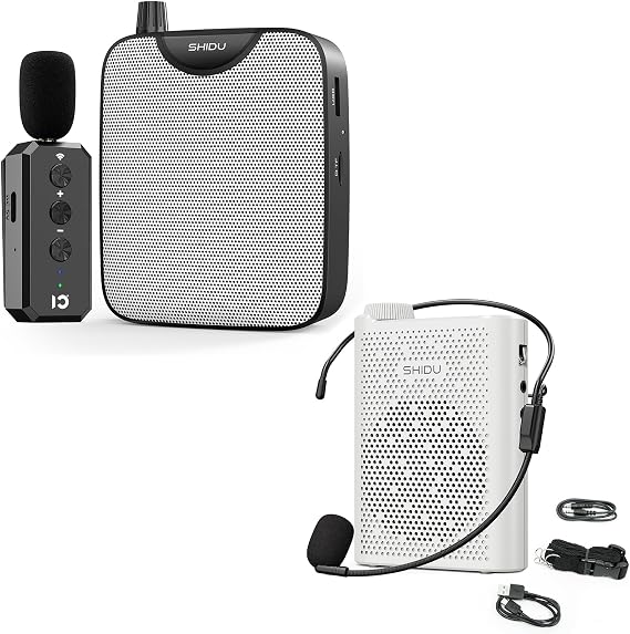 SHIDU 35W Power Voice Amplifier with Bluetooth Wireless Lavalier Microphone and Headset Microphone