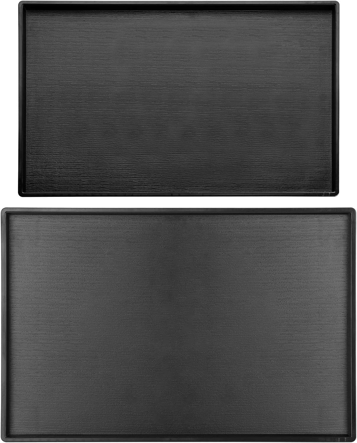 Cedilis 2 Pack Rectangular Serving Trays, Non-Slip Multi-Purpose Plastic Tray, Black Wood Trays Breakfast Tray for Coffee Table, Kitchen, Parties