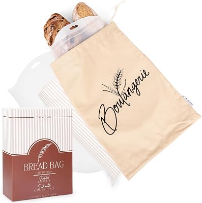 Bread Bags for Homemade Bread, Sourdough & Gluten Free Bread with Multifunctional Reusable Silicone Inserts. Silicone Kneading Dough Bag, Pizza Dough, Tortilla & Pasta Storage Bags - 16x11inch