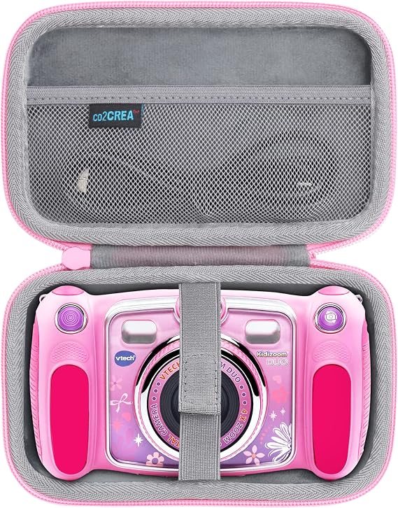 co2CREA Hard Case for VTech Kidizoom Duo/DX/Deluxe/Twist/Pix/Pix Plus,Pink | Camera Compatibility, Travel Protective Storage Bag with Mesh Pocket & Hand Strap, Shockproof EVA Shell and Soft Lining