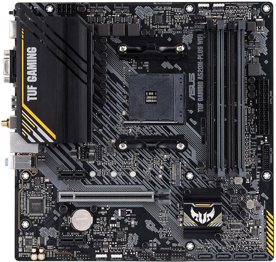 ASUS TUF Gaming A520M-PLUS (WiFi) AMD AM4 (3rd Gen RyzenTM) microATX Gaming Motherboard (M.2 Support, 802.11ac Wi-Fi, DisplayPort, HDMI, D-Sub, USB 3.2 Gen 1 Type-A and Aura Addressable Gen 2 headers)