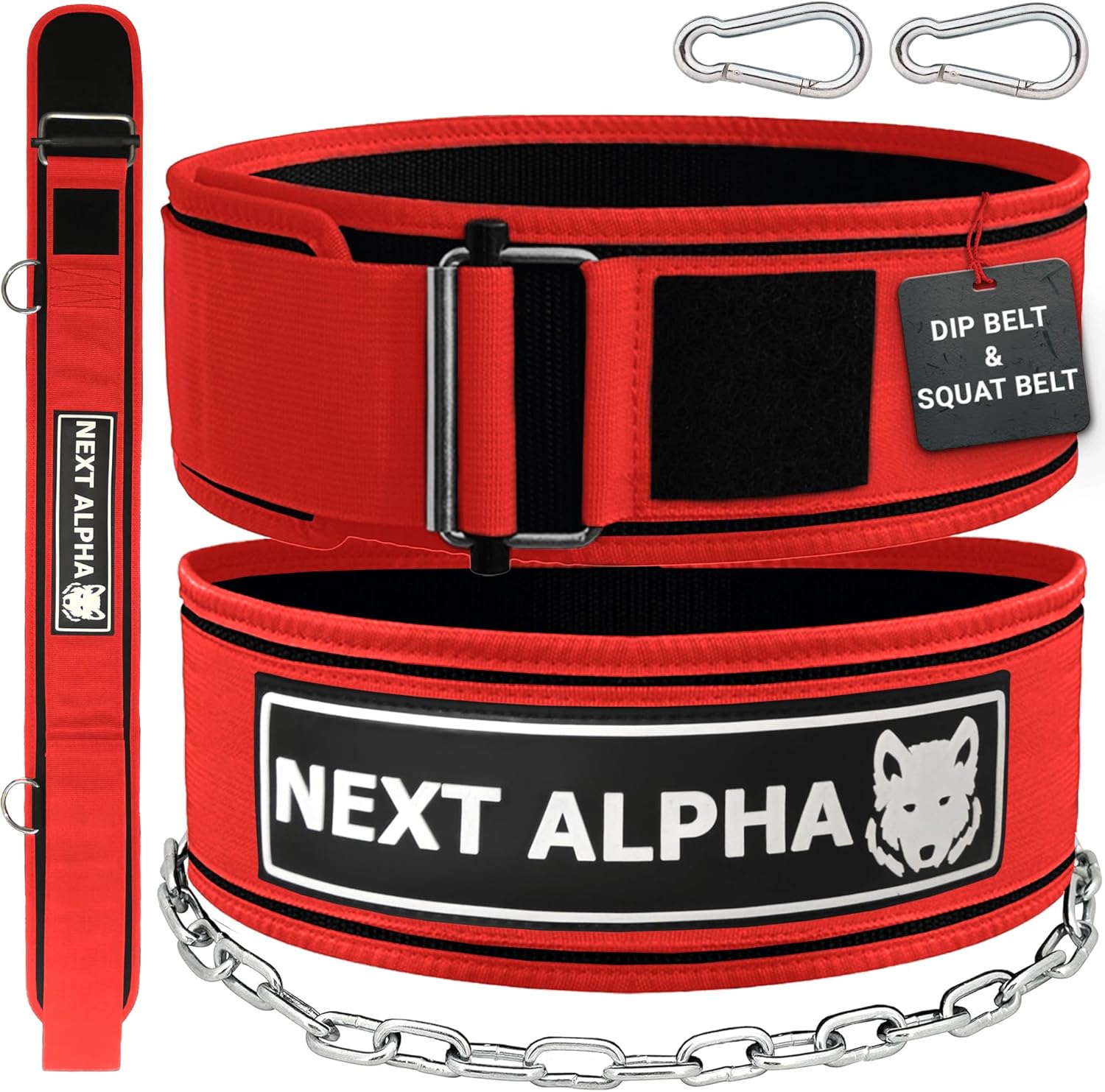 Weightlifting Belt & Dip Belt Combination - Custom Weight Lifting Belt for Men and Women - Self-Locking & Quick Release Buckle - With Chain