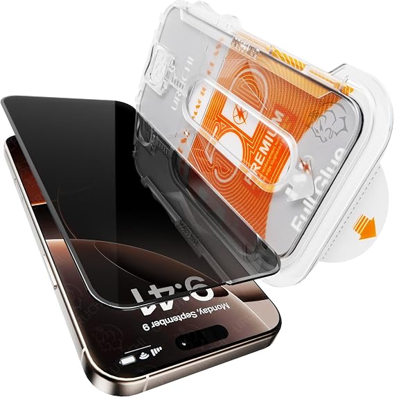 URUCHI iPhone 15/16 İle Uyumlu PREMIUM Gizlilik (Privacy) Ekran Koruyucu 45° Hayalet Görünüm, Kolay Kurulum Hizalama Aparatlı, Darbelere Karşı Ekstra Güçlü ve Toz Bırakmayan Temperli Cam