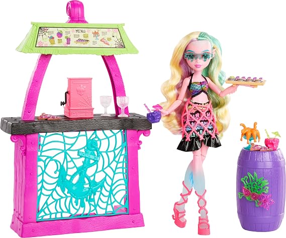 Monster High Doll and Playset, Lagoona Blue Scare-adise Island Snack Shack with Food Accessories and Color Change Drinks