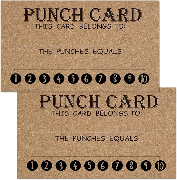 Rewards Punch Cards for Kids, Students, Teachers, Small Business, Classroom, Chores, Reading Incentive, 50 Cards