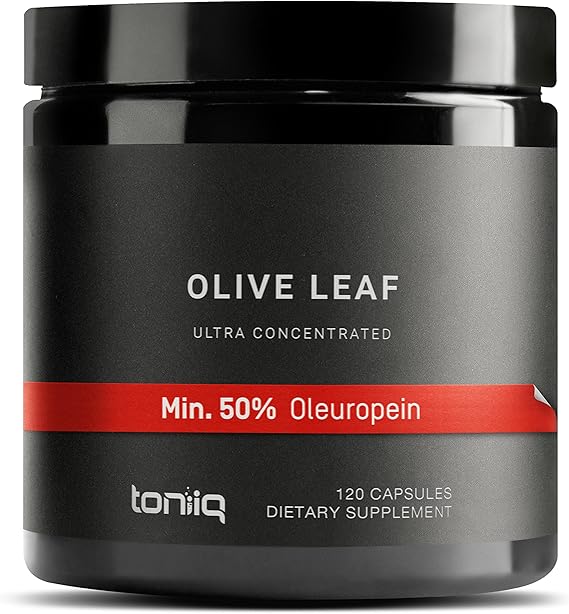 Toniiq Olive Leaf Extract High Potency 45:1 Extract with 50% Oleuropein | Highly Concentrated Third-Party Lab Tested 120 Capsules