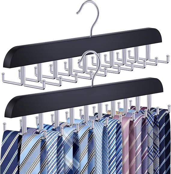 Tie Rack Hanger for Closet,2 Blet Organizer for Men with 20 Foldable Hooks