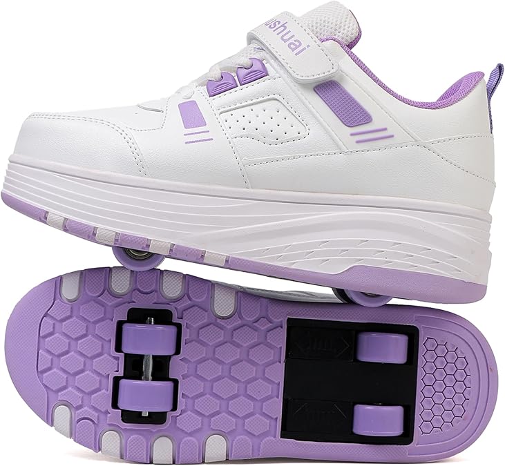 Roller Skate Shoes for Girls&amp;Boys, Trainers Skating with Retractable 4 Wheels-Stylish for Kids, Enhanced Safety Roller Sneakers - Perfect for Party, Birthday, Easter, Christmas