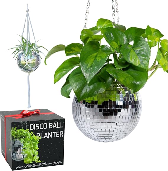 SCANDINORDICA Disco Ball Planter, Value Package, 6-inch Silver
