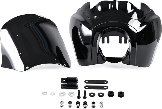 Gloss Black Front Headlight Fairing Cover with 15'' Darker Smoke Windshield Fits For Harley Dyna FXDXT T-Sport