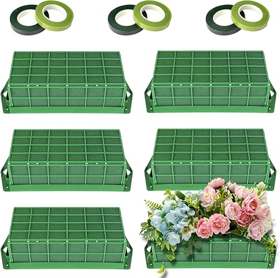 6 Pack Floral Foam Cage, Wet & Dry Green Floral Cage, Foam Cage Blocks