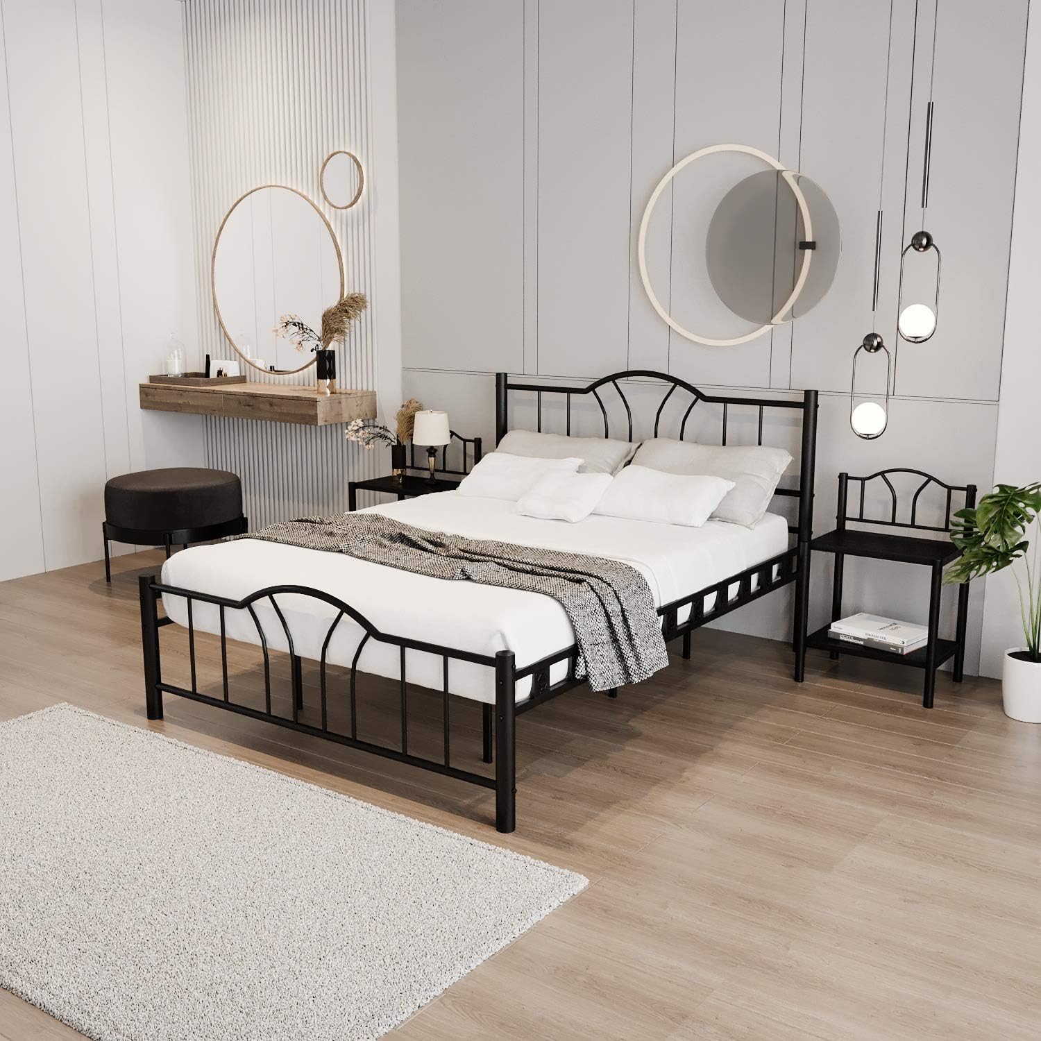 Bed Bed Bella Bedroom Double Wrought Iron Style Metal Bed (140 x 190)