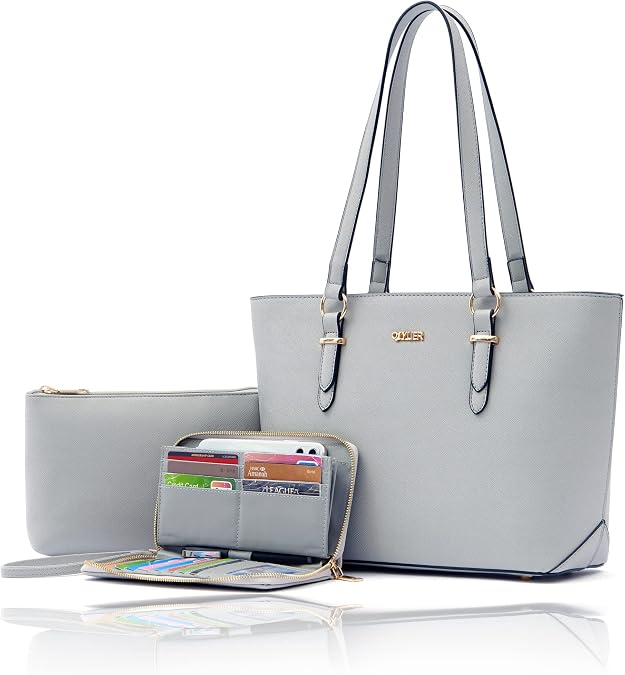 Qiyuer Versatile Daily Purses with RFID Wallet for Women Tote Handbag Set