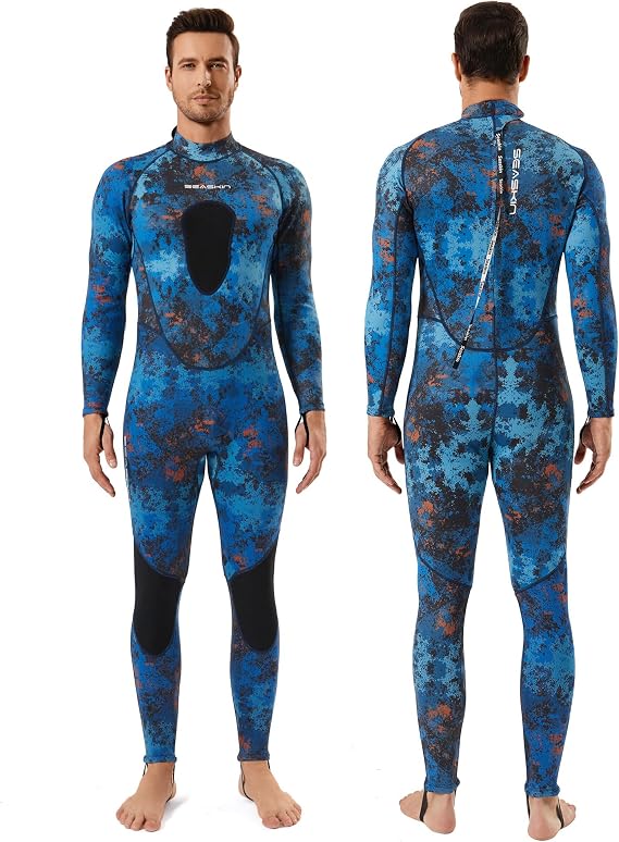 Seaskin Spearfishing Wetsuit for Mens, 1.5mm 3mm Full Body Diving Suits