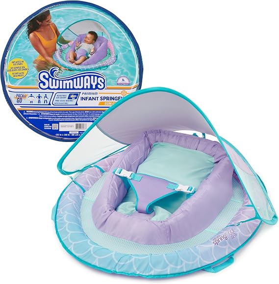 SwimWays Infant Spring Float with Canopy for Kids 3-9 Months