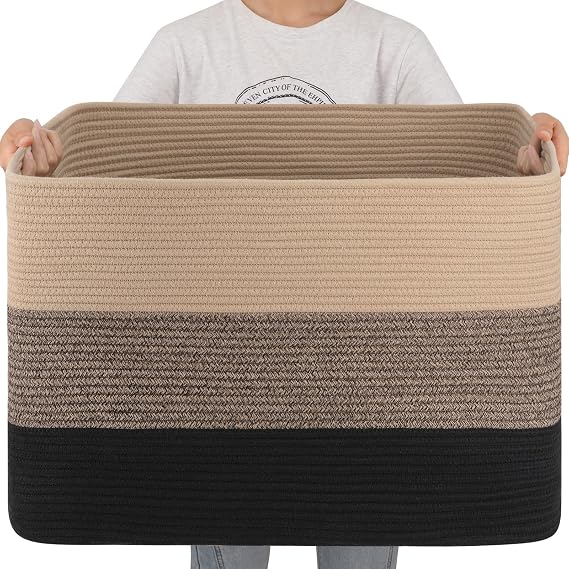 OIAHOMY 108L Extra Large Blanket Basket Dog Toy Basket Yellow Black