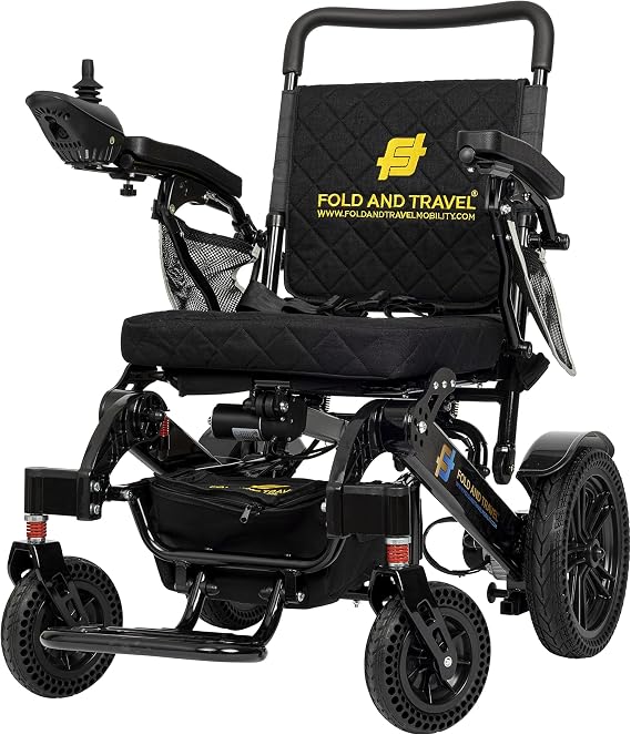 Auto Folding Lightweight Electric Wheelchairs for Adults Foldable Power Wheelchair (Black)
