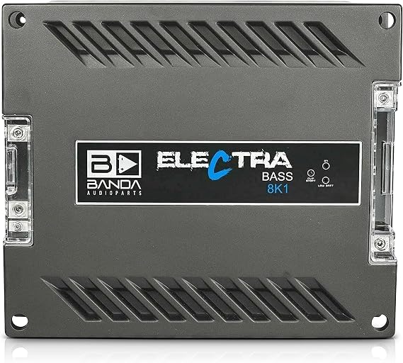 Electra 1-Channel Vehicle Audio Amp - 8000WRMS D Class High-Powered Mono Amplifier w/Subsonic Filter & Low Pass Filter Stable at 1Ohm, LED Indicators, Sound Specialization - Banda 8K1