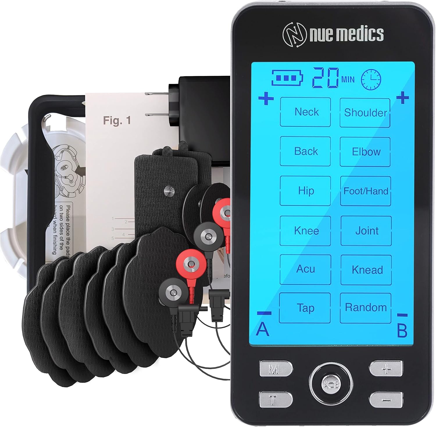 Tens Unit Machine Pulse Massager for Pain Relief, 24 Massage Modes, Rechargeable Muscle Stimulator Device with 10 Pads