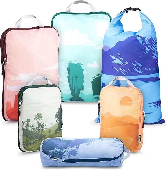 Compression Packing Cubes Set for Carryon Travel-Lightweight Durable Luggage Organizer Bags
