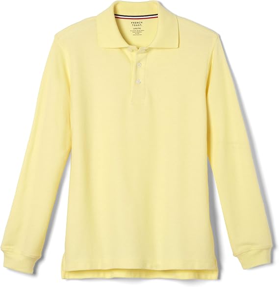 French Toast Boys Pique Polo School Uniform Shirt with Long Sleeves for Boys and Girls