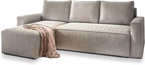 Masseno POTARO POTARO Corner Sofa with Sleep Function L-Shape Sofa with Bed Box Living Room Sofa Couch Soffa Sofa Bed Couch Set Cream POSO 100