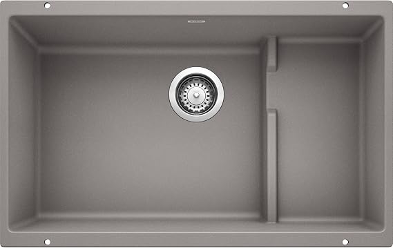 BLANCO, Metallic Gray 519452 PRECIS CASCADE SILGRANIT Undermount Kitchen Sink with Colander
