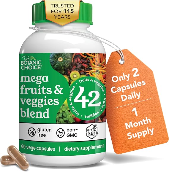 Botanic Choice Mega Fruits & Veggies Blend, 42 Fruits & Vegetables 60 Count