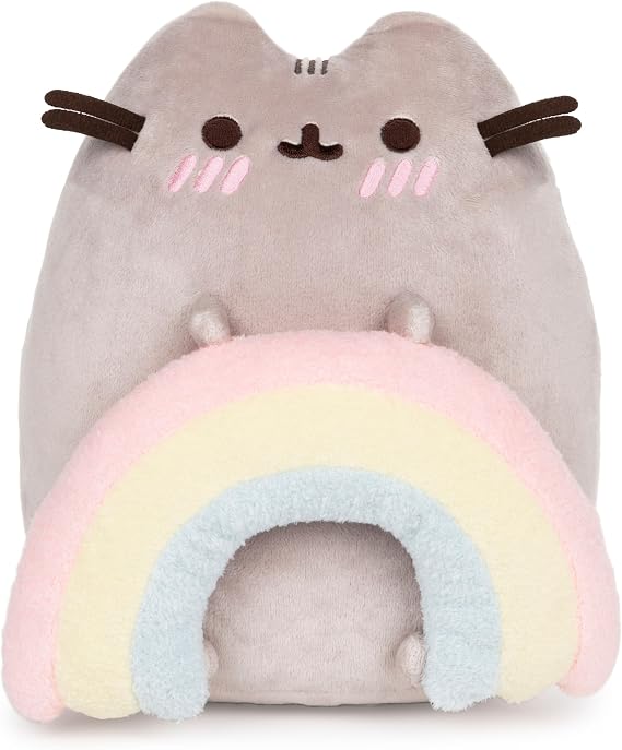 GUND Pusheen with Rainbow Plush Toy, Kawaii Cat Stuffed Animal for Ages 8 and Up, Gray/Rainbow, 9.5