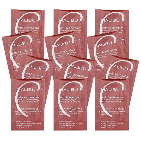 Malibu C Wefts & Extensions Wellness Hair Remedy (12 Packets) - Removes Build Up + Prevents Hair Breakage - Prepares Natural Hair for Hair Extension Application