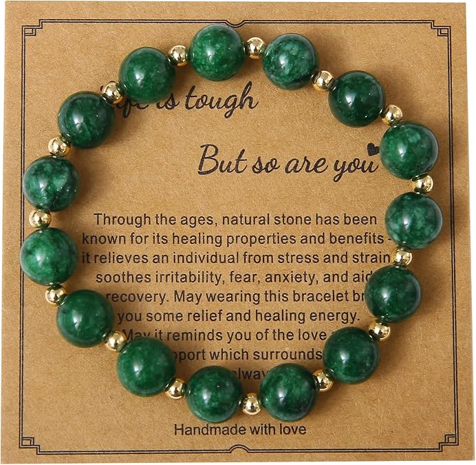 GelConnie Get Well Soon Gifts -Natural Stone Healing Relaxation Bracelets,8mm Anti-Anxiety Crystal Yoga Beads, Stress Relief Stretch Bracelets for Women Men