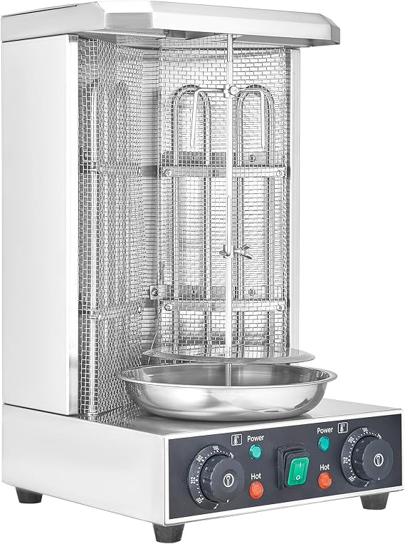 Happybuy Shawarma Grill Machine, 13lbs Capacity, 2-Burner Electric Vertical Broiler, 122F-572F Gyro Rotisserie Oven for Chicken & Doner Kebab, Ideal for Home and Commercial Use