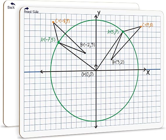 SCRIBBLEDO XY Axis Coordinate Graph Dry Erase Boards 9x12 for Math | Easy to Clean, No Residual, Student and Classroom Use, Math Manipulatives, Double Sided Whiteboard, Smooth Surface