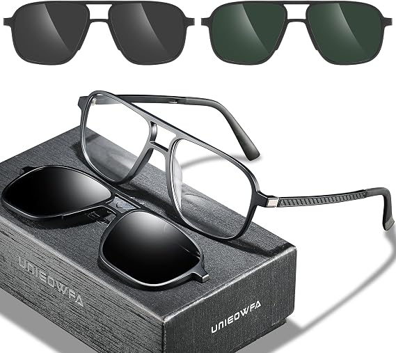 Blue Light Blocking Reading Glasses Men Computer Readers for Eyeglasses Sunglasses With 2Pcs Polarized Magnetic Clip