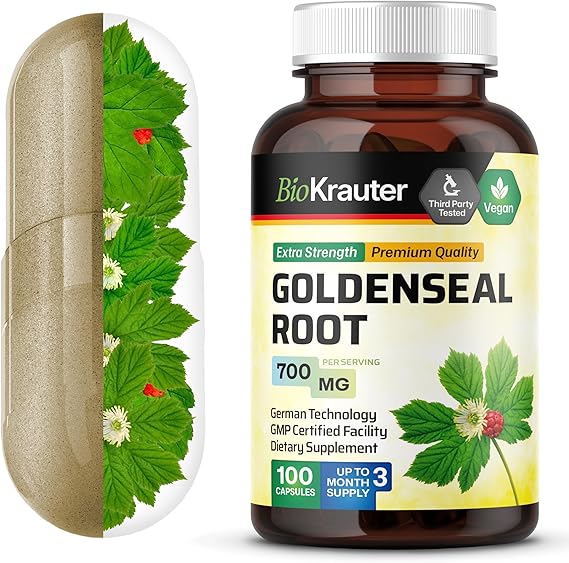 Goldenseal Root for Immune & Respiratory Support, 100 Capsules | Pure & Vegan Goldenseal Capsules, Golden Seal Powder for Digestive Support, No Fillers