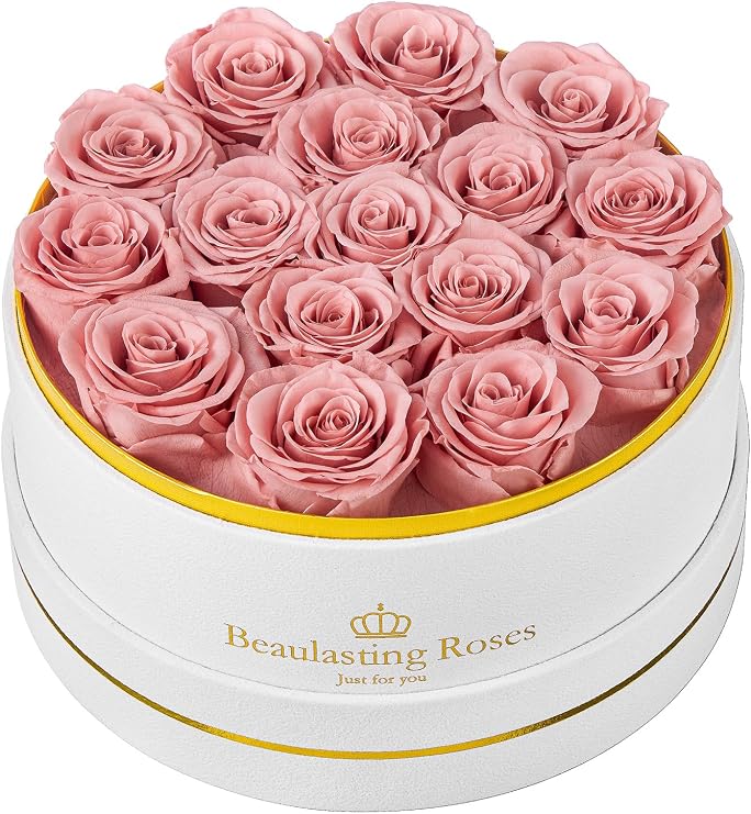 16 Preserved Roses in a Box Forever Flowers for Delivery Prime, Dusty Pink