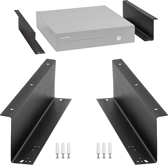 Volcora Cash Drawer Under Counter Mounting Metal Bracket - Black Heavy Duty Steel Mounting Brackets for Under Desk Installation - Under Cabinet Bracket Compatible with Most Cash Registers