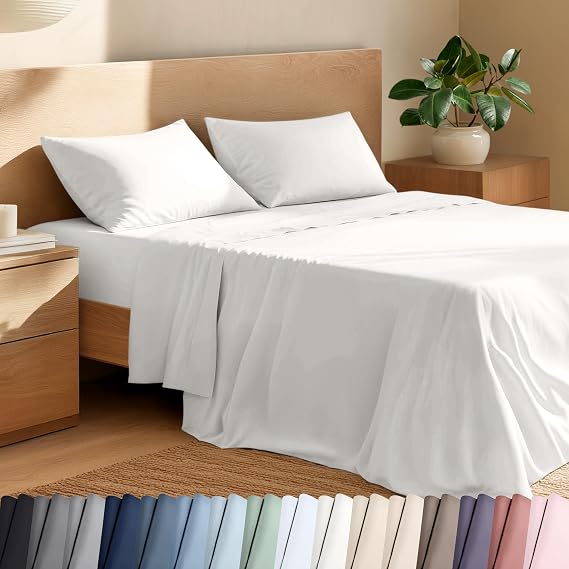 Bare Home 100% Organic Cotton Percale Sheet Set (Twin, White)