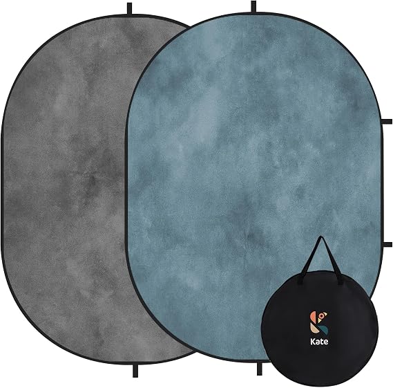 Kate Collapsible Backdrop Gray Photography and Video Backdrop 136 | 5x6.5ft(1.5x2m) Gray Teal Pop Up Collapsible Backdrop for Photography, Self Tape, Acting