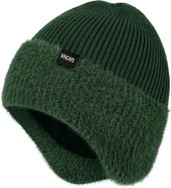 Wmcaps Winter Fleece Lined Beanie with Earflaps for Men Women Outdoor