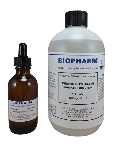 Biopharm Phenolphthalein Indicator, 1% (w/v), 500 mL & 50 mL Dropper Bottle