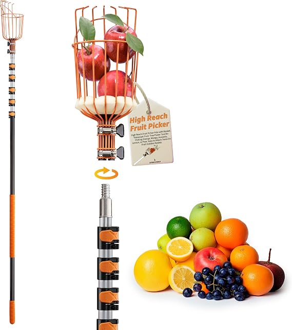 EXTEND-A-REACH 5-24 ft Telescoping Fruit Picker Pole with Basket
