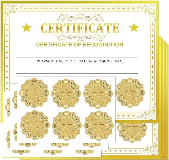 25 Pack Certificate of Recognition Achievement Award Card with Gold Foil Stickers - 8.5 x 11 Inch Graduation Diploma Award Course Completion Certificates Training for Students,School Ceremony | Recognition Certificates Gold Foil Award Certificates for Graduation Diploma Achievements Students Teachers Employees Gift