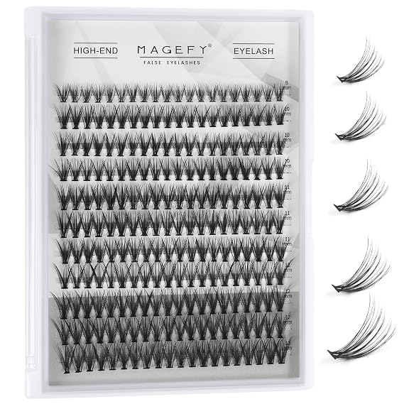 MAGEFY 220 pcs Cluster Lashes 30D 0.07C Eyelash Clusters 9-13mm Individual Lashes Volume Long DIY Eyelash Extension Reusable Eyelashes Mixed Length