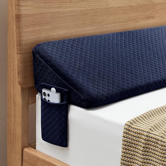 Homemate Twin Size(39"x10"x6") Bed Wedge Pillow for Headboard - Upgraded Bed Gap Filler Twin Between Mattress and Headboard - Wedge Pillow headboard - Blue