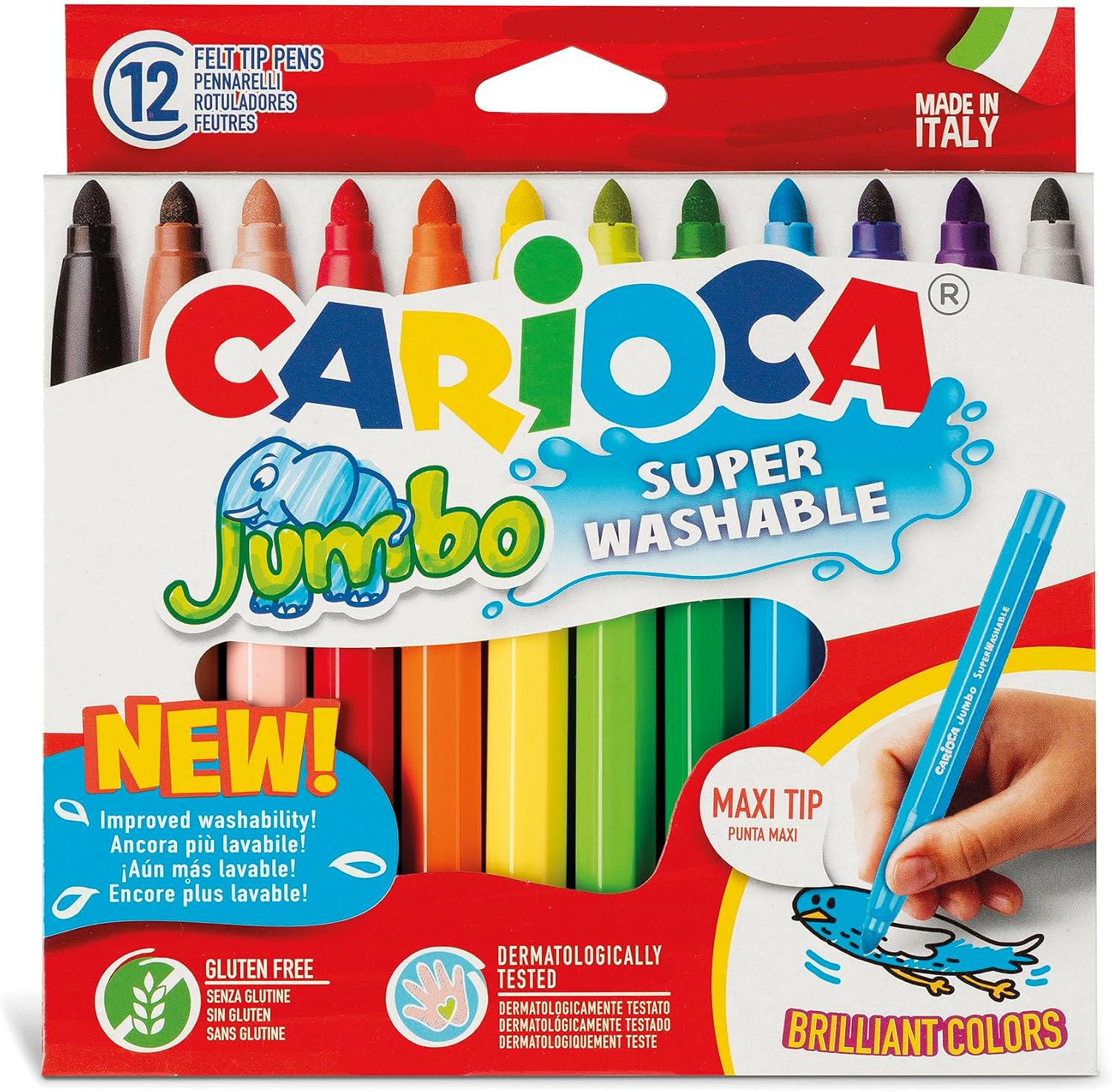 Carioca Jumbo Super Washable Felt Crayon 12 Piece