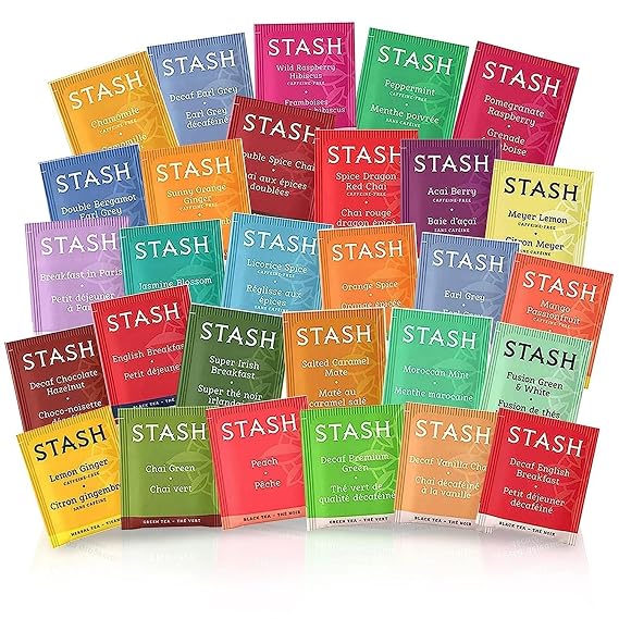 Tea Bags Sampler Assortment Box Perfect Variety - English Breakfast, Green, Black, Herbal, Chai Tea and more 60 Count
